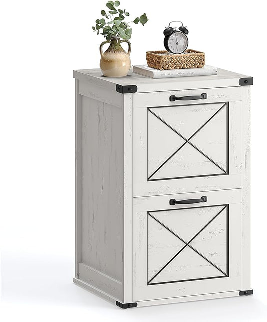 VASAGLE File Cabinet, Filing Cabinet with 2 File Drawers, Printer Stand, Fit A4, Letter Size, Hanging File Folders, Modern Farmhouse Style, for Home Office, Rustic White UOFC048T73