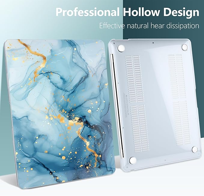 DONGKE for MacBook Air 13 Inch Case 2021-2018, Compatible with A2337 M1 A2179 A1932 Support Retina Display & Touch ID, Hard Shell Plastic Cover with Keyboard Skin - Blue Marble