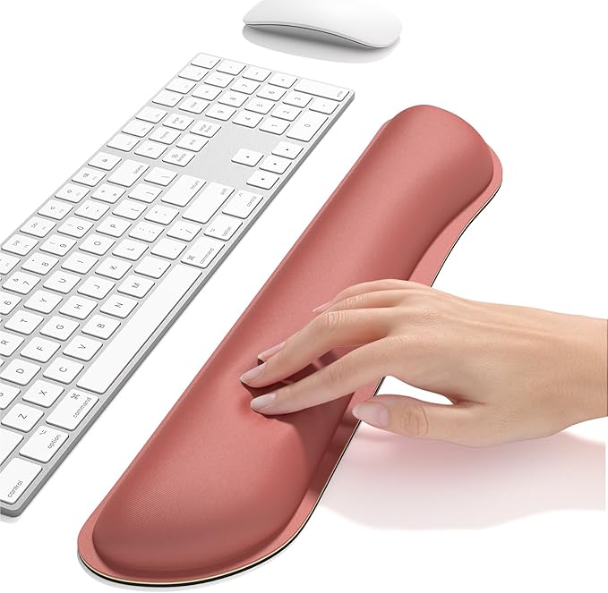 Dapesuom Enlarge Keyboard Wrist Rest, Memory Foam Keyboard Wrist Cushion for Computer Desk Mats Support, Typing Pain Relief Ergonomic Mouse Pad Rests with Non-Slip Base for Gaming, Laptop, Indian Red