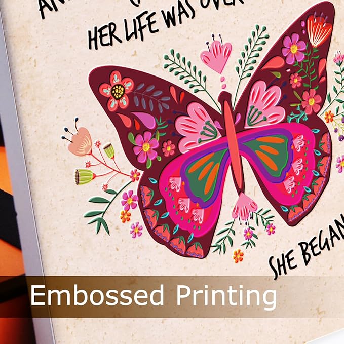 Inspirational Butterfly Gifts for Teen Girls Women Birthday Christmas-Encouragement Gift Cheer Up Gifts for Friends-Motivational Sign Ceramic Plaque-She Began To Fly Sign