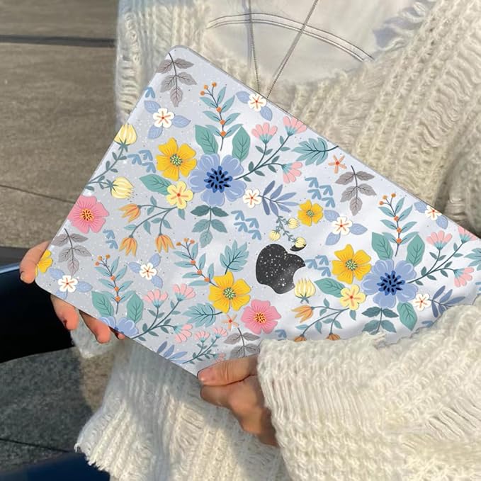 Case Compatible with MacBook Air 13.6 inch 2025 2024 2023 2022 M4 M3 M2 A3113 A2681 A3240 Cover with Touch ID, Pattern Plastic Hard Shell Case for MacBook Air 13 inch M4 2025, Flowers L213