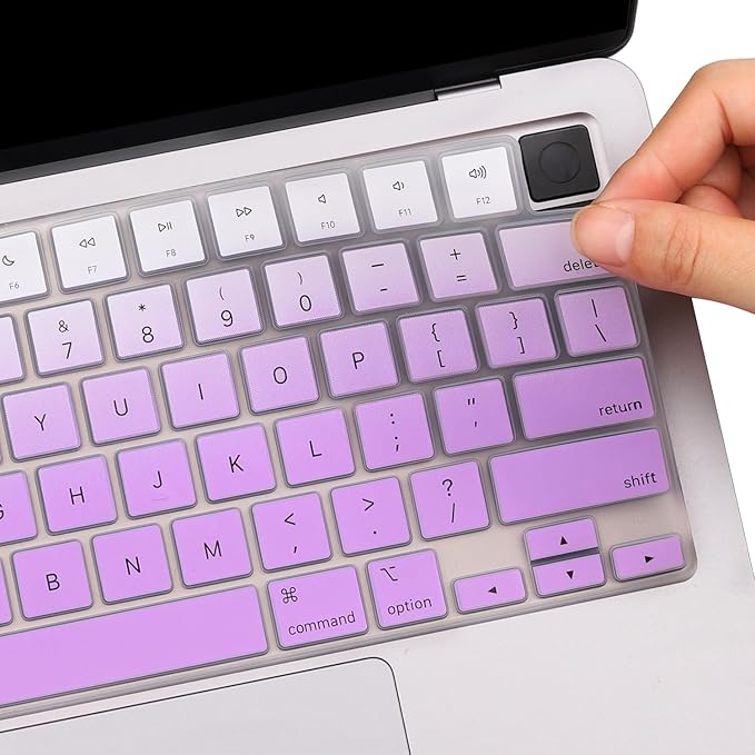 2 Pack Keyboard Cover for 2025-2021 MacBook Pro 14" 16" M4 M3 M2 M1 Pro/Max, 2025-2023 MacBook Air 13" 15" M4 M3 M2, Ultra Thin Keyboard Skin for 14.2" 16.2" MacBook Pro /13.6" 15.3"-Ombrepurple