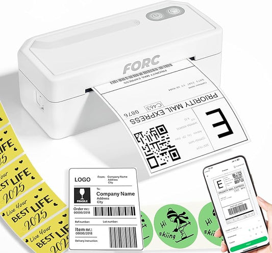 Forc Shipping Label Printer,4X6 Thermal Label Printer for Small Business & Office Package,Compatible with Android, iOS, Windows and Mac, Widely Used for Amazon,UPS,Etsy,USPS