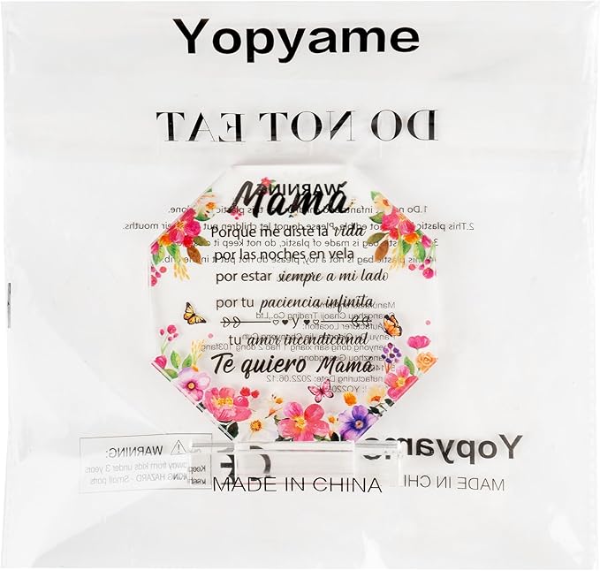 Yopyame Spanish Mom Birthday Gifts - Regalos para Mamá Acrylic Gift for Office Desk Decor Keepsake Paperweights Gifts for Mom in Spanish Christmas Mothers Day Gifts for Mom Spanish from Daughter Son