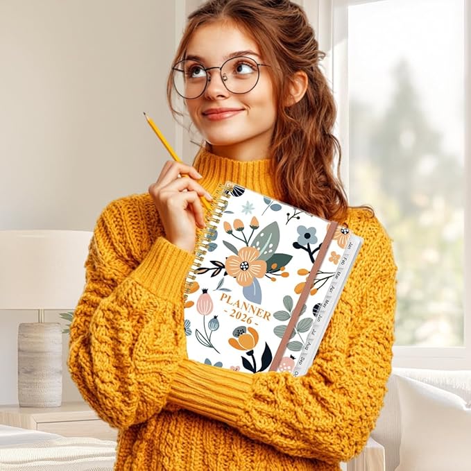 2026 Planner - Planner 2026 from January 2026 to December 2026 with 12 Monthly Tabs, Flexible Cover, Inner Pocket, 8.5" x 11", Rose Flowers