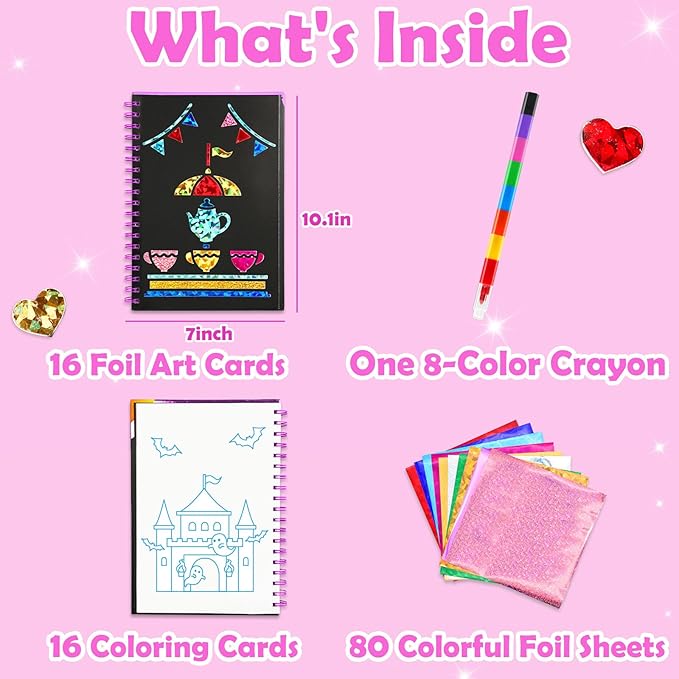 FUNNYB&G Foil Art Craft for Kids - Christmas Crafts Gift Party Favors Stocking Stuffers for Kids Art Supplies Creative Birthday Gift Travel Toys for Girls Boys 4 5 6 7 8 9 Years Old(Amusement Park)