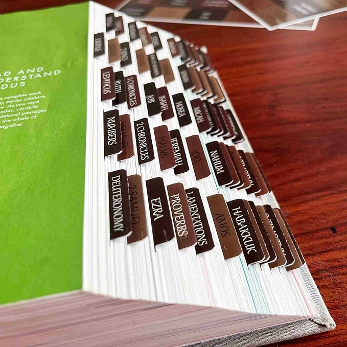 Thinkor Reposition Laminated Bible Tabs, Large Print Stickers, Easy to Read & Apply Bible Tabs for Women & Man (Earthy Brown)