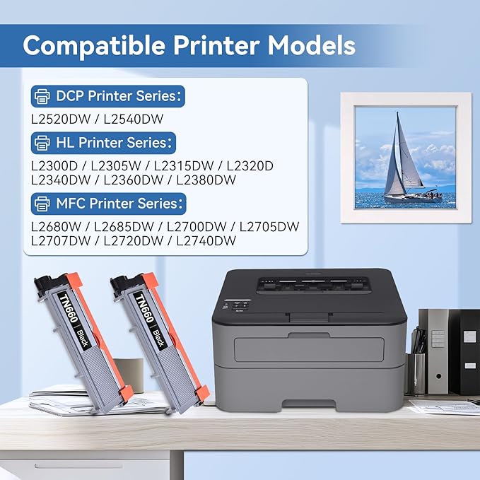 MYTONER Compatible Toner Cartridge Replacement for Brother TN660 TN-660 TN630 TN-630 Toner Cartridge for HL-L2300D HL-L2380DW HL-L2320D DCP-L2540DW MFC-L2700DW MFC-L2685DW Printer (2 Pack)