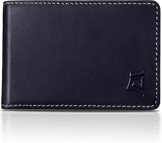 Kings Loot Wallet for Men | Minimalist Slim RFID Blocking Leather Design with Cash Pocket & Card Pull Strap | Holds 1-15 Cards | Stylish & Durable Wallets (Sapphire)