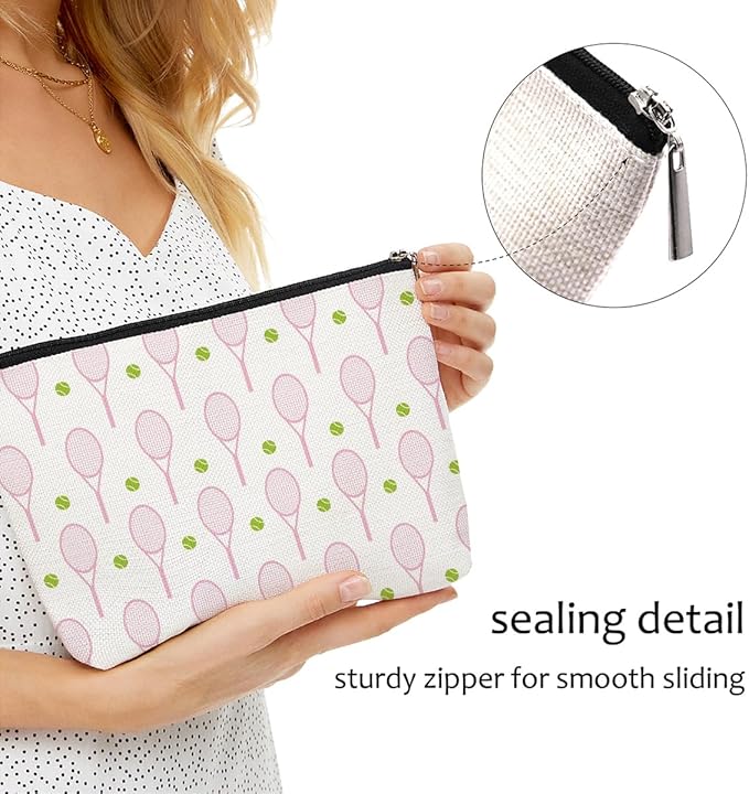 4 PCs Inspirational Makeup Bag, Tennis Accessories Cosmetic Toiletry Bag, Player Graduation Birthday Gifts for Women Girls Tennis Lovers Sister Bridesmaid