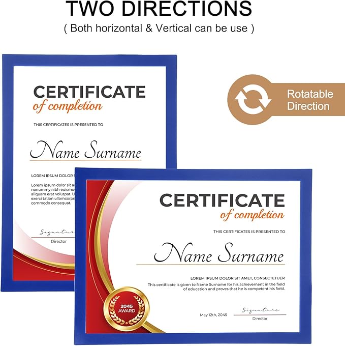 uxcell 3 Pcs Magnetic Sign Holder, 8.3" x 11.7" Self-Adhesive Magnetic Wall Signs Holder Magnetic Picture Frame Document Holder for Home Office Wall Window Displays, Dark Blue