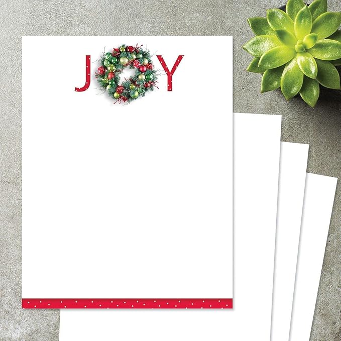 Great Joy Holiday Letter Paper - Set of 25 Christmas stationery papers are 8 1/2" x 11", compatible computer paper