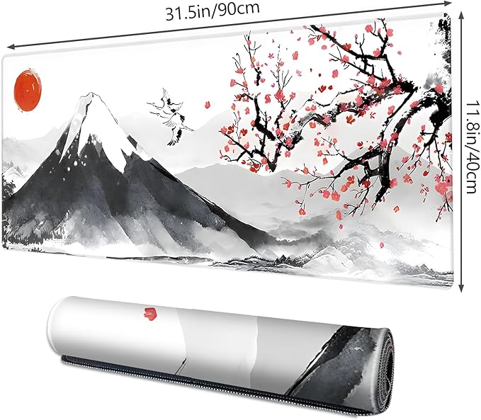 Galdas Gaming Mouse Mat Forest Background Pattern XXL XL Large Mouse Mat Long Extended Mouse Pad Desk Mat Non-Slip Rubber Mice Pads Stitched Edges Thin Pad (Ink and Wash)