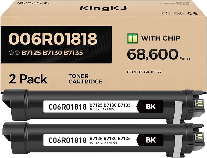 Versalink B7125 B7130 B7135 Black High Capacity Toner Cartridge 2-Pack Replacement for Xerox 006R01818 Toner Compatible with Xerox Versalink B7125 B7130 B7135 Laser Printer Ink All-in-One Copier Copy