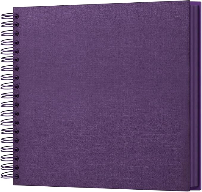 potricher 10 x 10 Inch DIY Scrapbook Photo Album 80 Pages Thick Kraft Blank Purple Paper Memory Book for Wedding and Anniversary Family (Purple, 10 Inch)