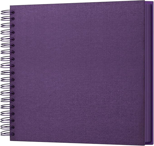 potricher 10 x 10 Inch DIY Scrapbook Photo Album 80 Pages Thick Kraft Blank Purple Paper Memory Book for Wedding and Anniversary Family (Purple, 10 Inch)