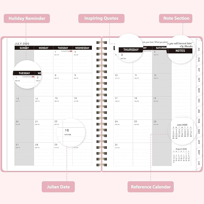 Planner 2025-2026, Weekly and Monthly Calendar Academic Planner (July 2025 - June 2026), Hardcover Teacher School Student Agenda with Tabs, Ideal for School Office Supplies, A5 (6.3" x 8.5")