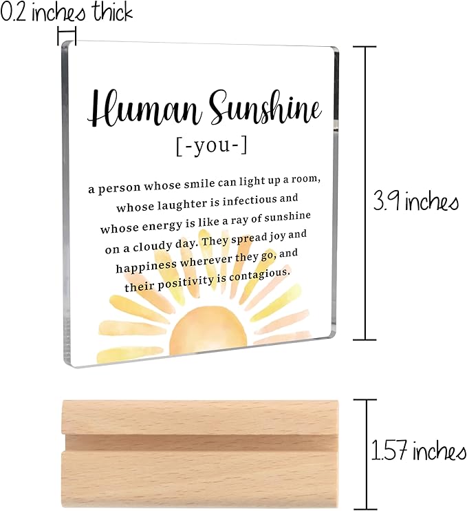 Thank You Gifts for Women Men, Appreciation Gifts for Teacher Coworkers Nurse Doctor Friends Motivational Gifts for Women Mom Daughter, Human Sunshine Clear Desk Decorative Sign