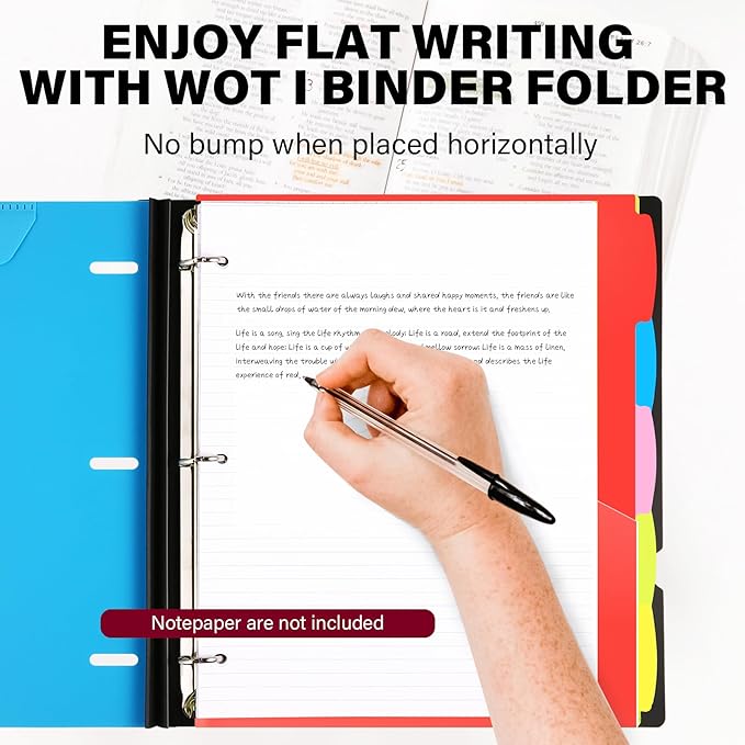 WOT I Telescoping Project Organizer 2-Pack, Refillable Binder with Dividers and Pockets, 13 Pocket Folders, 1 Inch 3 Ring Binder, Blue