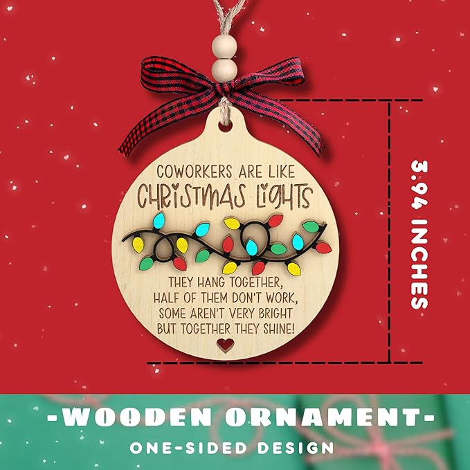 Coworker Gifts - Gifts for Coworker, Coworkers Gift for Women - Coworkers Christmas Ornaments 2024 - Wood Ornament