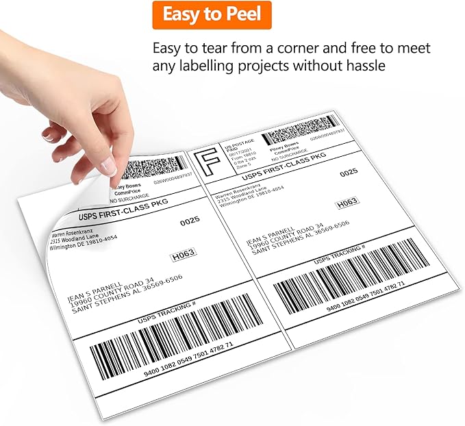 1000 Half Sheet Self Adhesive Shipping Labels, 8.5" x 5.5" Address Labels for Laser & Inkjet Printers(1000 labels-500 Sheet)
