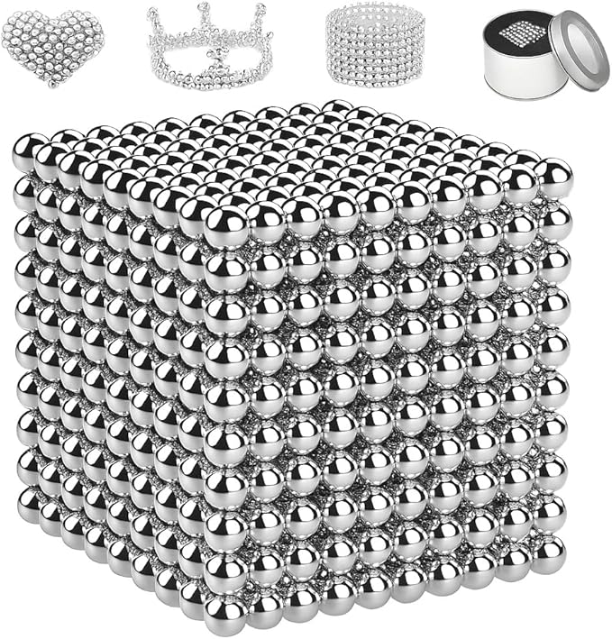 1000pcs Upgrade Balls Original Creative 3D Fidget Building Desk Toy for Stress Relief Beads Putty Toy Slime (Sliver-3MM-1000pcs)