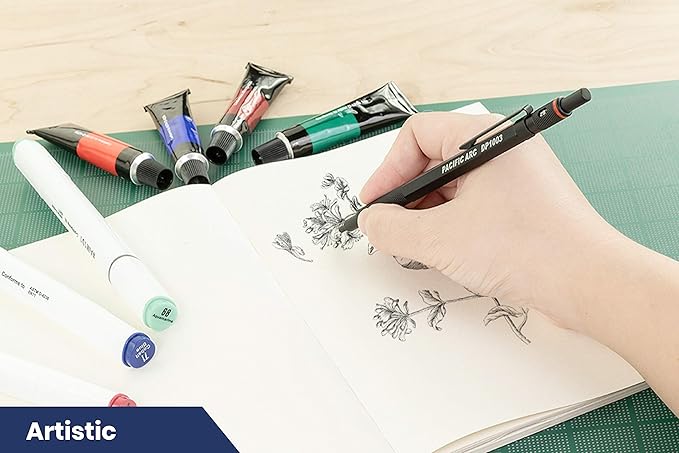 Pacific Arc Chromagraph Metal Mechanical Pencil .3 mm Black Barrel Mechanical Pencil with Built In Lead Pencil Grade Indicator, Lead Pencil Holder for Drafting, Sketching, and Drawing