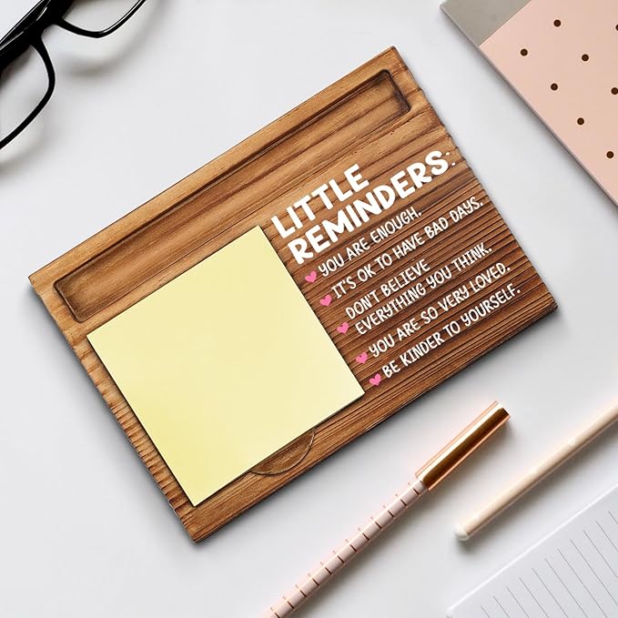 Little Reminders Sticky Note Holder, Mental Health Gift for Women Men, or Coworker, Positivity Recovery Self Care Encourage Gift, Cheer Up Gift Self-Stick Note Pad Holders WPP25
