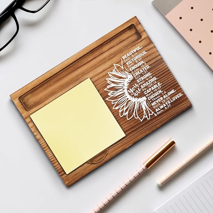 Christian Bible Verse Sticky Note Holder, Religious Note Holder, Christian Encouragement Inspirational Gifts for Women, Men, Coworkers, Friends, Self-Stick Note Pad Holders WPP21
