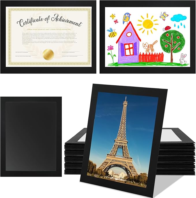 8.5 x 11 Paper Diploma Frame with High Definition PVC Window Paper Certificate Degree Document Holder Picture Photo Frames Display Gallery Wall Frame Art Frames for Tabletop and Wall Display(30,Black)
