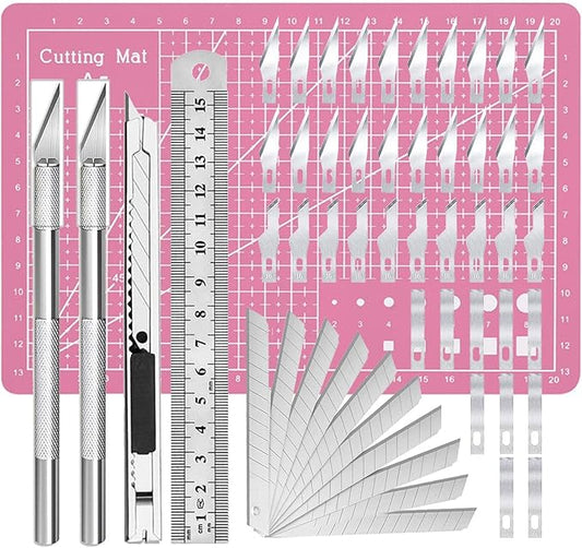 Exacto Knife Precision Carving Craft Hobby Knife Kit with 40 PCS Exacto Blades for DIY Art Work Cutting, Hobby, Scrapbooking, Stencil (Pink)
