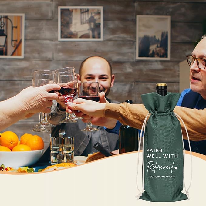 XFW Grey Retirement Wine Bag Retirement Gifts for Women Men Farewell Gifts for Coworkers Going Away Gift for Friends Boss
