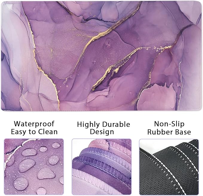 4-in-1 Gaming Mouse Pad Wrist Support Set，Desk Pad + Mouse Pad with Wrist Rest + Keyboard Wrist Rest + Coaster, Ergonomic Design for Home Office Study Game - Purple