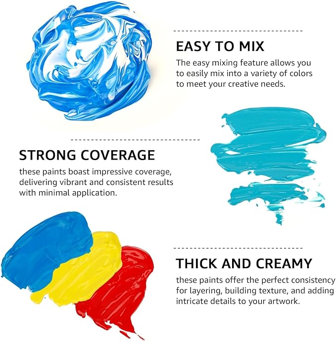 ABEIER Acrylic Paint Set, 56 Colors (2oz/60ml), Matte Finish, Waterproof, Rich Pigments, Non-Toxic Paints for Painting on Canvas Crafts Wood Ceramic, Fabric Ideal for Beginners and Students