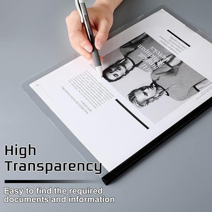 Thenshop 100 Pcs Clear Report Covers with Sliding Bars Sliding Bar File Folder Binder Plastic Report Folder for File Paper Book Resume Letter Office, 30 Sheet Capacity(Black)