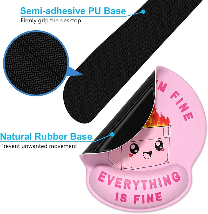 Dapesuom Keyboard Wrist Rest and Mouse Pad with Wrist Support, Cute Memory Foam Cushion for Keyboard and Mouse Set, Desktop Pad Rests with Non Slip Base for Easy Typing & Pain Relief, Pretty Dumpster