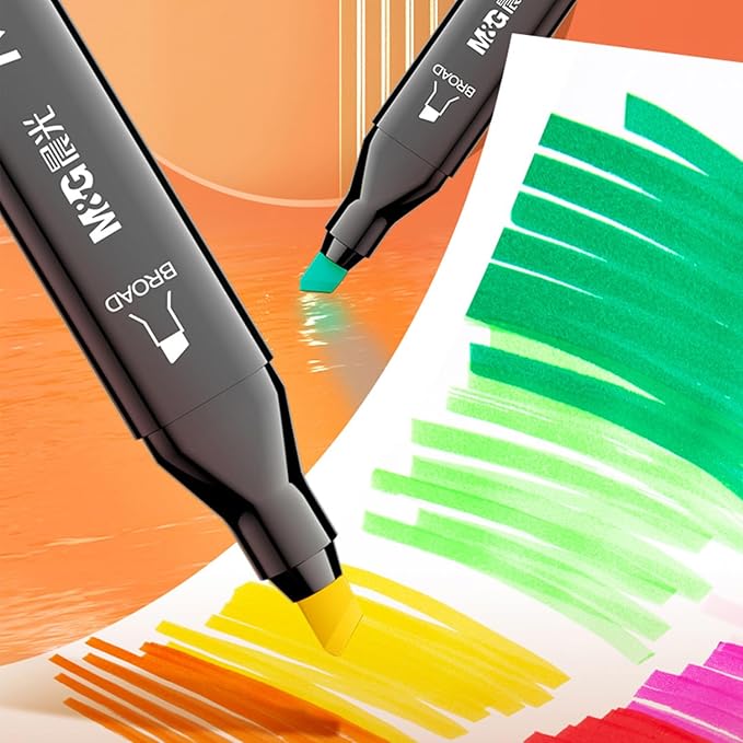 M&G 80 Colors Dual Tip Art Markers, Alcohol Art Markers set, for Adult Coloring Books, Drawing, Sketching, Doodling, Art Projects, School Supplies, Chisel & Fine Tip, Black Penholder