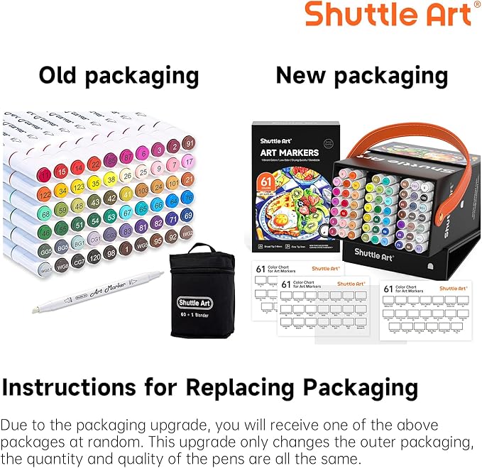 Shuttle Art 61 Colors Alcohol Markers, 60 Colors Dual Tip Art Marker Set Plus 1 Colorless Blender with Marker Case Perfect for Illustration Students Adult Coloring Sketching