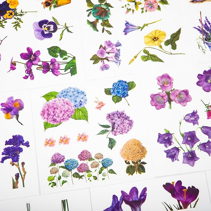 Purple Theme Sticker Scrapbooking Supplies for Junk Journal 50 Sheets, Include 25 PET Stickers and 25 Paper of Scene Material Paper - Vintage Journaling Stickers (TZ-006-006)