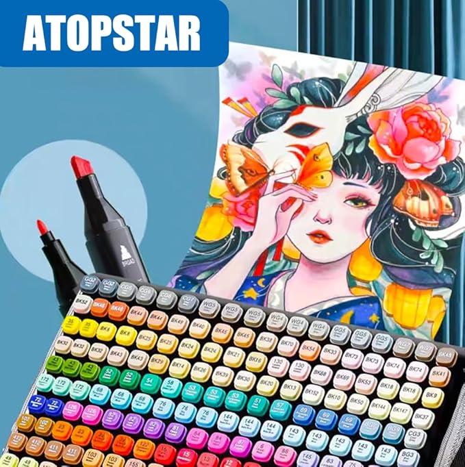 262 Colors Alcohol Markers for Artist Drawing - Dual Tip Art Markers for Adult Coloring Painting Supplies (262 Black Shell)
