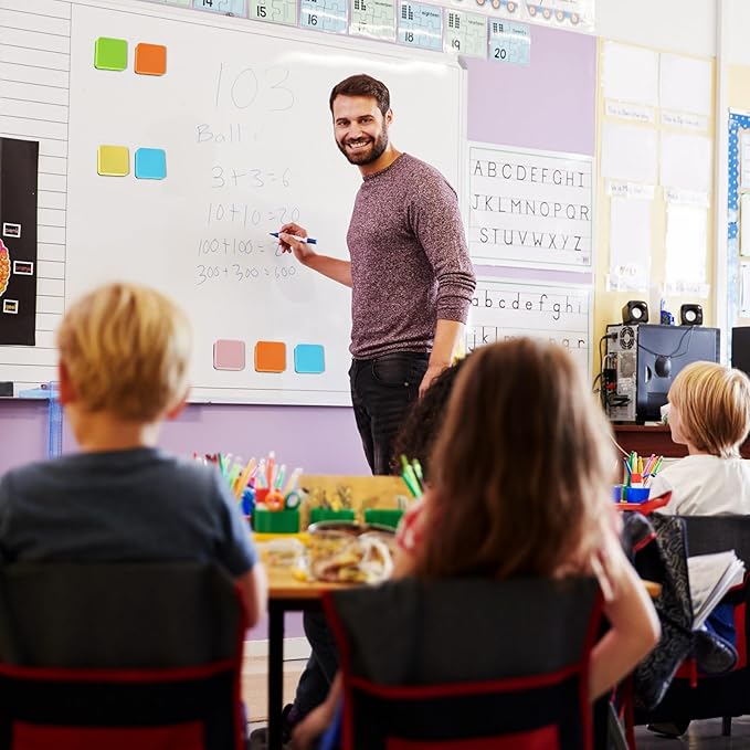 TaoBary 96 Pack Mini Dry Erase Erasers Bulk Magnetic Whiteboard Dry Erasers Classroom Supplies Whiteboard Chalkboard Cleaner for Teacher School Office, 1.97 x 1.97 Inch (Macaron Color)