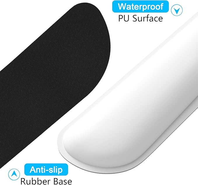 Dapesuom Keyboard Wrist Rest Set, Cute PU Leather Wrist Cushion for Computer Keyboard and Mousepad, Memory Foam Mouse Pad Rests Support with Non-Slip Base for Typing Pain Relief, Laptop, Ivory White