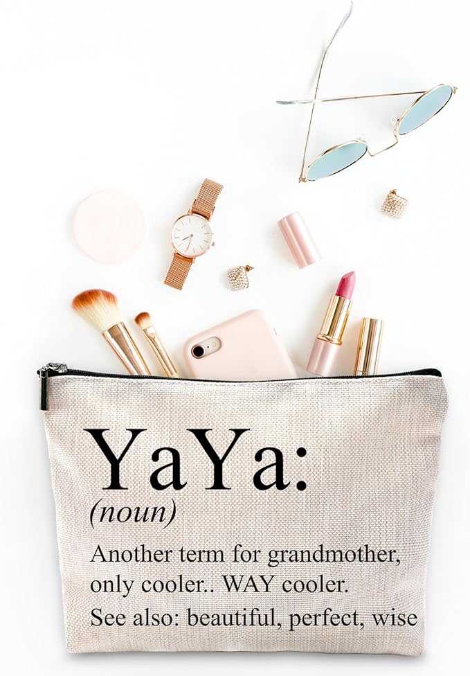 Sufamb Yaya Makeup Bag - Grandma's Birthday & Mother's Day Gift - Small Cosmetic Pouch for Purse