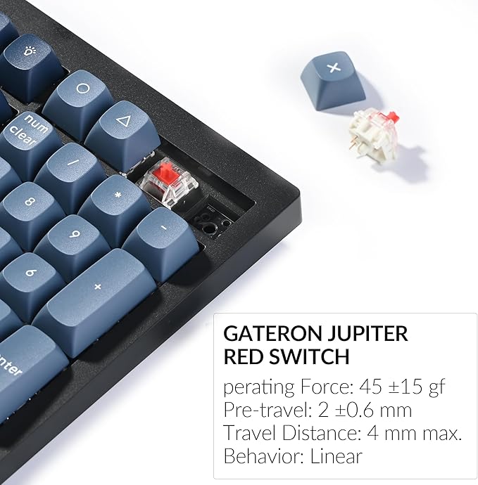 Keychron V6 Max Wireless Custom Mechanical Keyboard, 2.4 GHz Bluetooth QMK Full-Size Layout RGB with Hot-swappable Gateron Red Switch Compatible with Mac Windows Linux