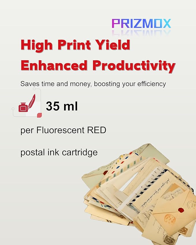 2-Pack 793-5 Red Fluorescent Ink Cartridge Replacement for Pitney Bowes 793-5 Red Ink for Postage Meters DM100i, DM125i, DM150i, DM175i, DM200L, DM225, SendPro 300, C200, C300, C400, C425, 35ml