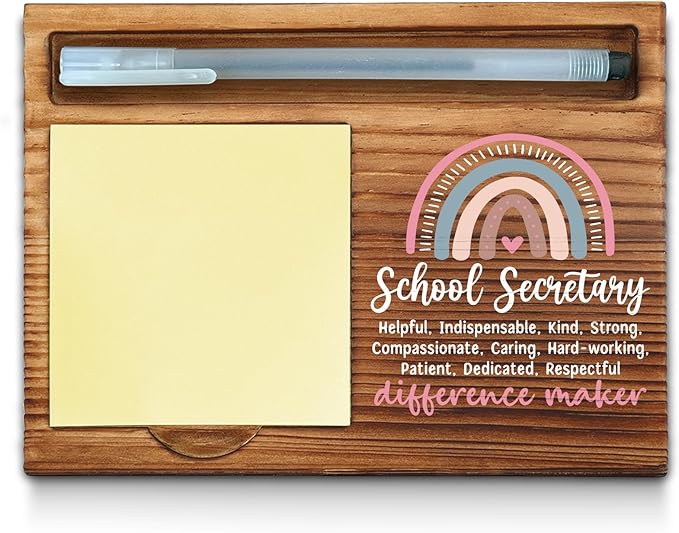 School Secretary Sticky Note Holder, School Secretary Office Decor, School Secretary Gifts, School Secretary Thank You Appreciation Gifts for Women Self-Stick Note Pad Holders WPP17