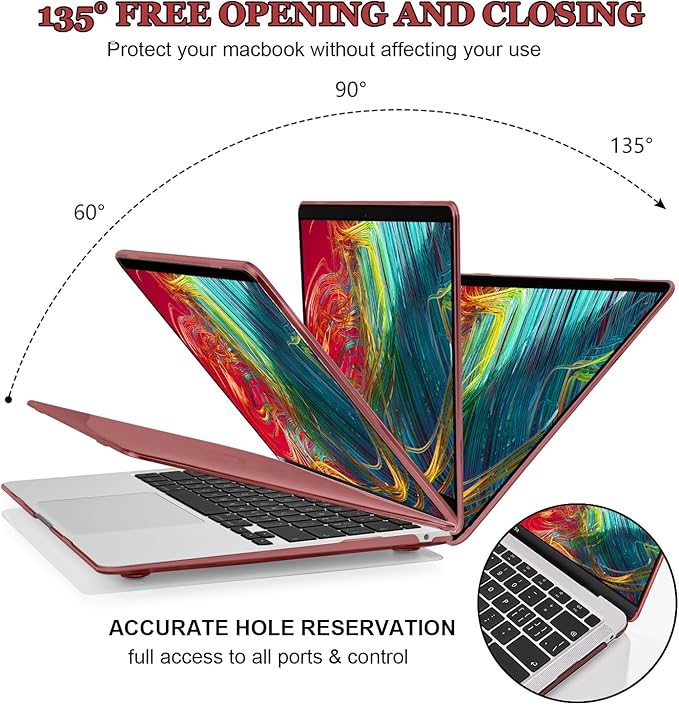 Compatible with MacBook Air 13 inch Case 2021 2020 2019 2018 Release M1 A1932 A2179 A2337 Cover, Plastic Hard Shell Cover Keyboard Skin Screen Film Dust Plug for Mac Air 13 2021 Case, Burgundy