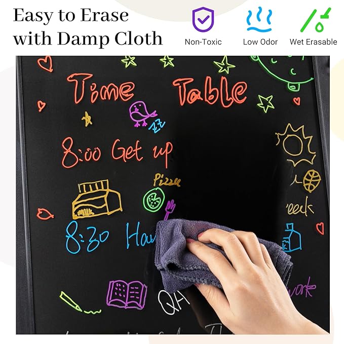 KERIFI Liquid Chalk Markers Fine Tip 1.0 mm, 12 Colors Wet Erase Makers for Chalkboard Calendar, Erasable Chalk Pens for Chalkboard, Blackboard, Bistro, Menu, Glass, Wedding Signs, 45 Labels Included