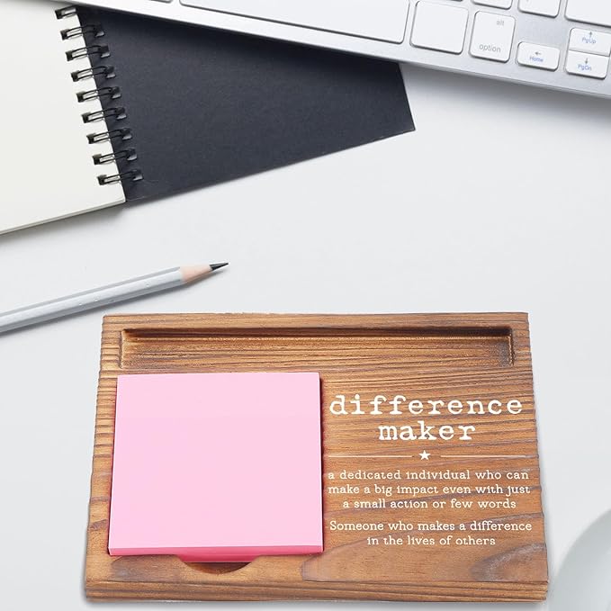 Difference Maker Sticky Note Holder, Inspirational Desk Organizer for Teachers, Leaders, Social Workers, Counselors Gift for Office Self-Stick Note Pad Holders EDP116