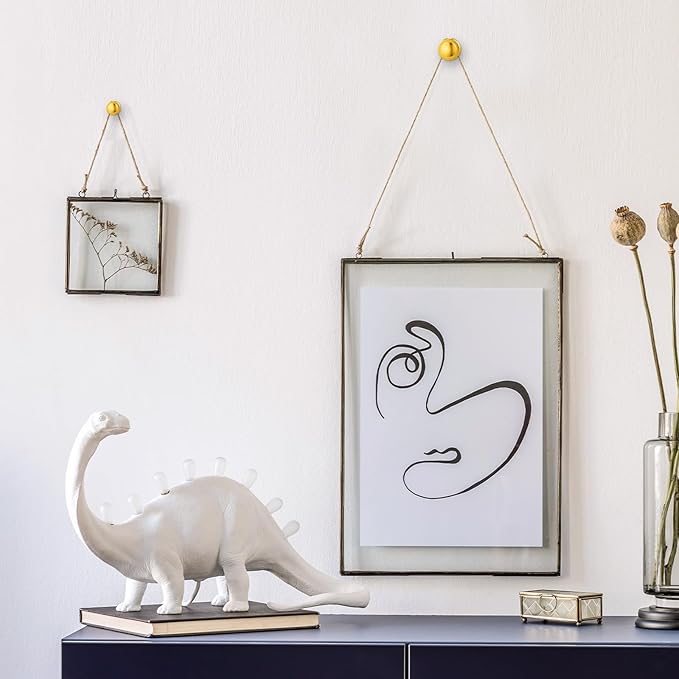 Ferraycle 40 Piece Double Headed Picture Hangers Nails 4 Size Long Thumb Tacks for Wall Hanging Decorative Nails Push Pins Picture Hooks for Drywall Photo Decor, 10/20/ 30/ 50lb(Gold)